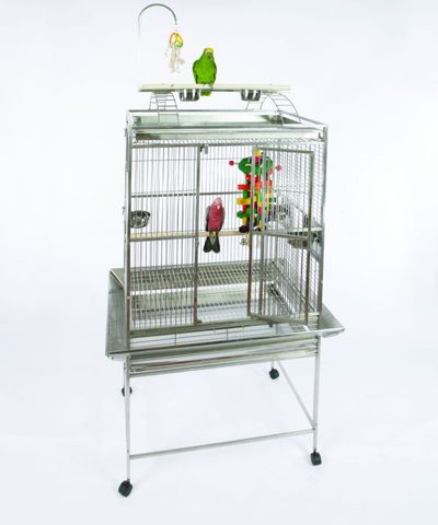 Stainless Steel Grey Palace Playtop Bird Cage