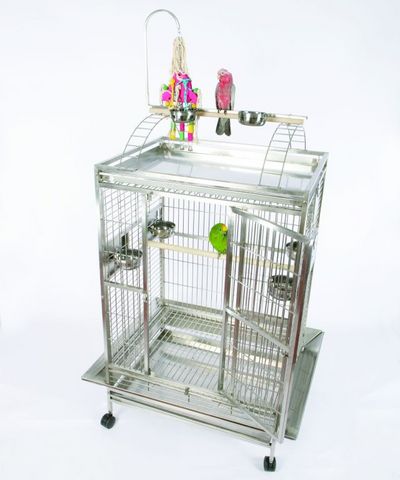 Stainless Steel Macaw Mansion Playtop Bird Cage
